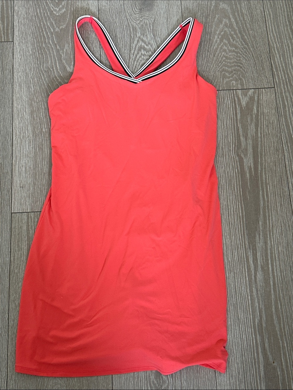 Coral Pink Active Dress with Striped V-Neck Straps